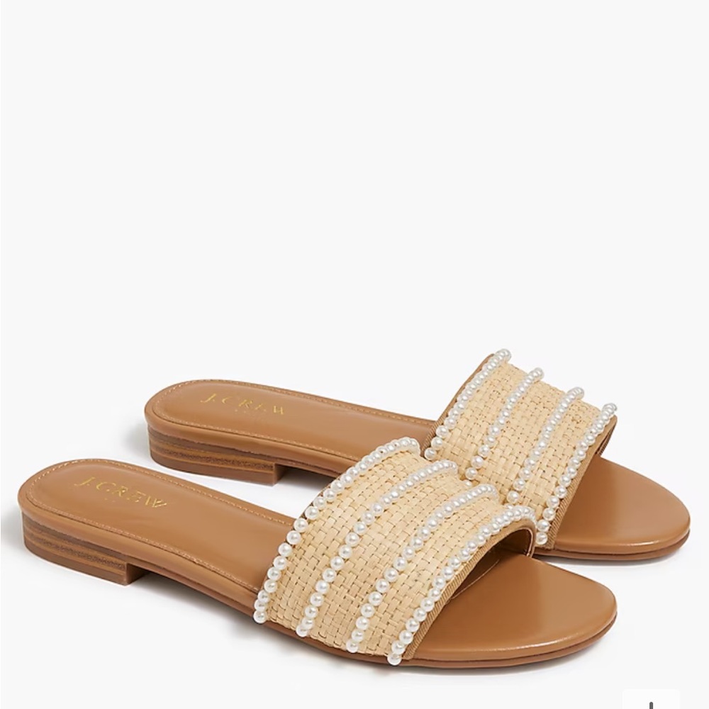 One Strap Slide Sandals — Raffia Pearl Size 10 NWT